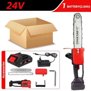 12 Inch Gergaji Listrik Chainsaw Cordless Lithium Gergaji Rantai 2 Baterai