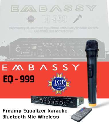 Terbaru Parametric Equalizer Mobil Bluetooth Mic Wireles Embassy Eq-999 Preamp