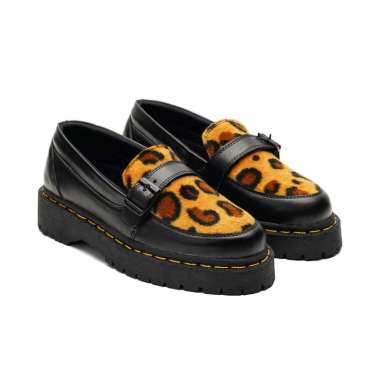 BONN - Sepatu Slip on Loafers Gesper Casual Kulit Hitam Motif Leopard Pria 41 Leopard Pattern