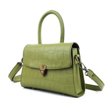 GISELLE Hand Bag Tas Selempang Pesta Kulit Asli Wanita Satchel Croco Green