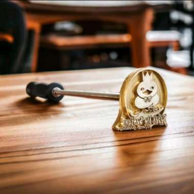 Stempel Manual Kayu Bakar Logo Custom