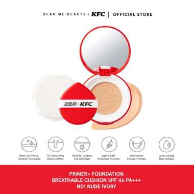 Dear Me Beauty X KFC Primer + Foundation Breathable Cushion SPF46 PA+++ N01 Nude Ivory