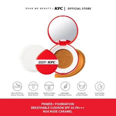 Dear Me Beauty X KFC Primer + Foundation Breathable Cushion SPF46 PA+++ N04 Nude Caramel