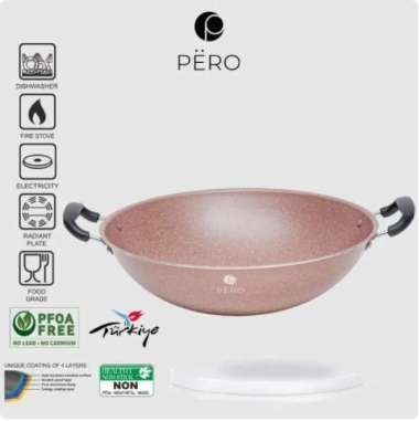 Pero Wokpan 45cm 2 Handled Granite Nonstick / Wajan Anti Lengket - Rosegold