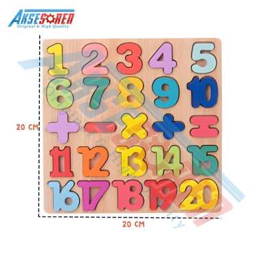 Aksesoren Mainan Edukasi Anak Puzzle Kayu 3D Huruf & Angka / Puzzle Alphabet Kayu / Wooden Toys ABC 