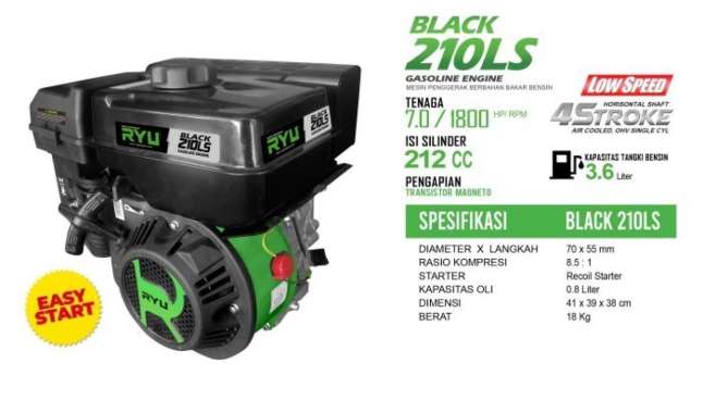 MESIN PENGGERAK/GASOLINE ENGINE BLACK210 (LS) - RYU