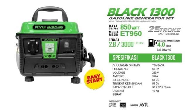 Genset 1000 Watt - RYU Black1300