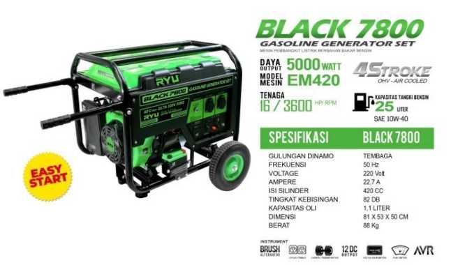 Genset 5500 Watt - RYU Black7800
