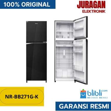 Kulkas Panasonic 2 Pintu NR-BB271G-K Inverter Glassdoor 271 L