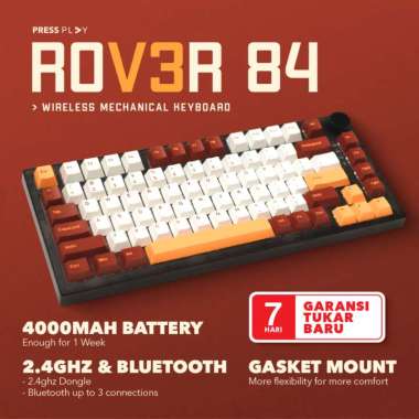 ROVER84 v3 Wireless Mechanical Keyboard Gasket Mount by Press Play Kailh Box White