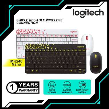 Logitech MK240 Nano Wireless Combo Keyboard Mouse Wireless Original Putih