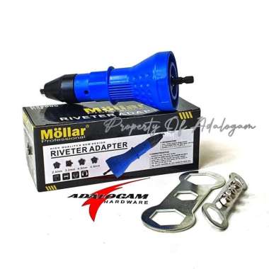 MOLLAR Adaptor Tang Rivet Mesin Bor - Adapter Drill Riveter Biru
