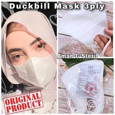 MASKER DUCKBILL PUTIH DEWASA ALKINDO 3PLY EARLOOP MEDIS ORIGINAL KEMENKES FACE MASK 3 PLY ECERAN DUC