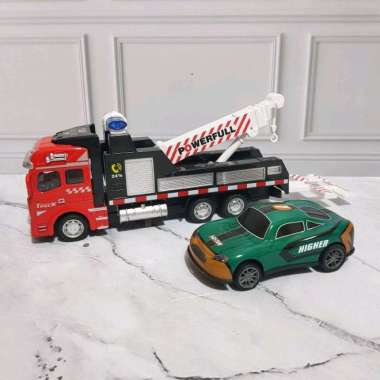 Mainan Diecast Truck Derek Sedan - Miniatur Towing Car Angkut