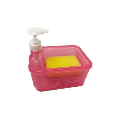 OEM SK-C1001 Tempat Sabun Cuci Piring Petak 2IN1 650ML dengan Pump Free Spons / Tempat Sabun Cair Cu
