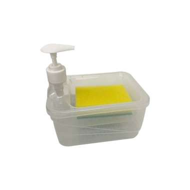 OEM SK-C1001 Tempat Sabun Cuci Piring Petak 2IN1 650ML dengan Pump Free Spons / Tempat Sabun Cair Cu
