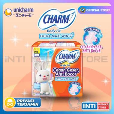CHARM - Pembalut Wanita EXTRA COMFORT MAXI Body Fit 23cm 26cm Wing / Non Wing Non Wing Isi 8