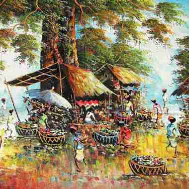 Lukisan Pasar Tradisional Bali Asli Buatan Tangan (Handmade)