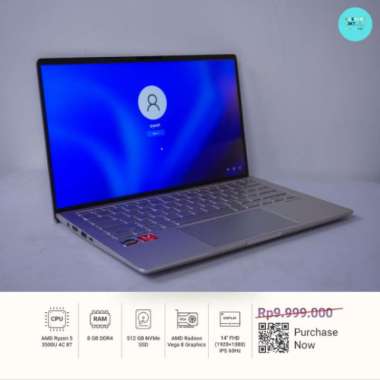 Laptop SECOND ASUS ZENBOOK 14 UM433DA RYZEN 5 3500U RAM 8GB SSD 512GB