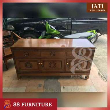 Bufet TV Meja TV Kayu Jati Minimalis 1.5 meter Bupet Lemari TV
