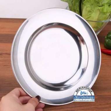 Piring Makan Nasi 22cm Stainless Foodgrade non magnet Polos dan Simple