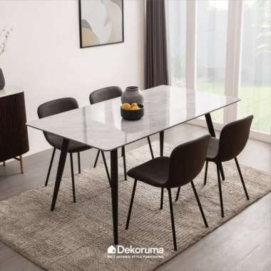 Dekoruma YORI Meja Makan Marble Uk 160x90cm/ Meja Dapur / Dining Table - Abu-abu Muda