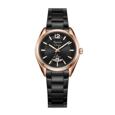 Jam Tangan Wanita Alexandre Christie Classic Steel AC 8679 LDBBRBA Black Dial Black Stainless Steel