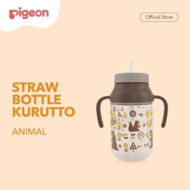 PIGEON Straw Bottle Kurutto 330 ml / Botol Minum Animal