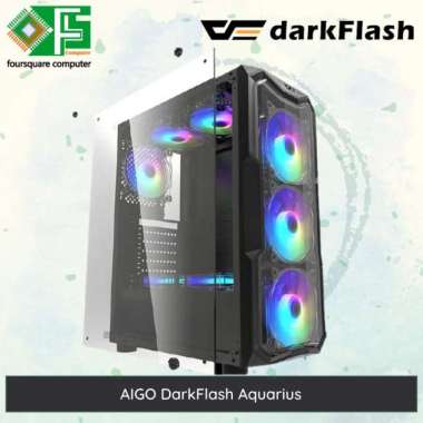 Casing Komputer Gaming AIGO DarkFlash Aquarius | PC Casing | Case 3x Fan RGB 12cm