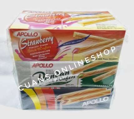 APOLLO Wafer Coklat / Pandan / Strawberry. Biskut Wafer Berperisa