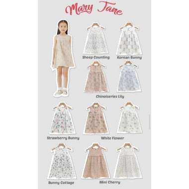 Harlow Kids Mary Jane Dress Anak Perempuan L White Flower White