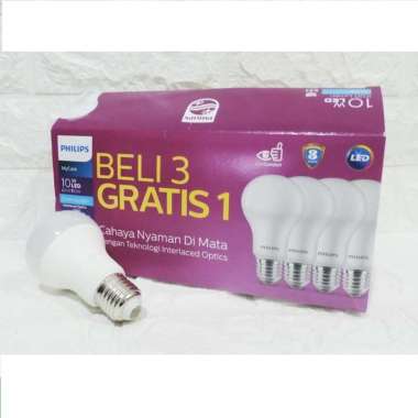 LAMPU PHILIPS LED 10 WATT 3 FREE 1