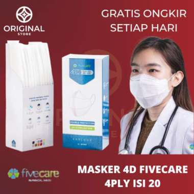 Masker Five Care Earloop 4Ply / Masker Medis 4D Fivecare / Evoplusmed