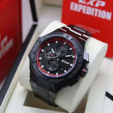 JAM TANGAN PRIA EXPEDITION 6818 / E6818 / E 6818 RANTAI ORIGINAL BLACK RING RED