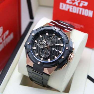 JAM TANGAN PRIA EXPEDITION 6818 / E6818 / E 6818 RANTAI ORIGINAL ROSEGOLD BLACK