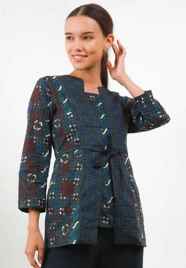 Arjuna Weda Blouse Batik Sawat Kawung Cap 18310093 - Tosca Tua XL