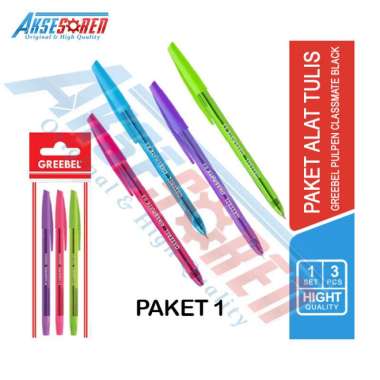 Aksesoren Pulpen [1 Set/3 Pcs] Greebel / Alat Tulis Sekolah / Kantor / Paket Alat Koreksi Murah Pake