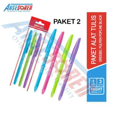 Aksesoren Pulpen [1 Set/3 Pcs] Greebel / Alat Tulis Sekolah / Kantor / Paket Alat Koreksi Murah Pake