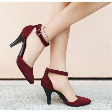 FR04 SEPATU MERAH MAROON WANITA HAK TINGGI HIGH HEELS 7cm SEPATU PESTA KERJA KANTOR KONDANGAN FORMAL