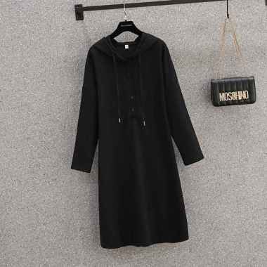 Verish Dress Hoodie /Dress import Wanita /Dress Wanita Musim Semi L Hitam