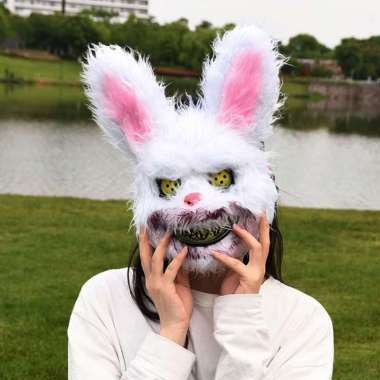 Topeng Bloody Rabbit Beruang Kelinci Mask Pesta Halloween Cosplay Toys Rabbit