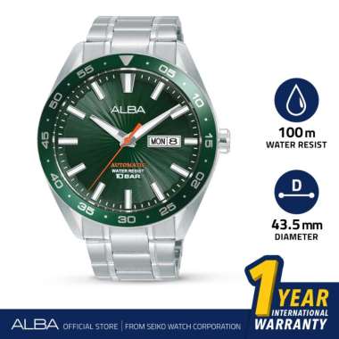 ALBA Jam Tangan Pria A3B007 Automatic Stainless Steel Silver Watch