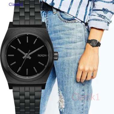 Original 100%!! Jam Tangan Wanita Nixon A1130001 Medium Time Teller All Black Garansi resmi 2 Tahun