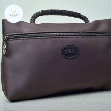 Longchamp Pouch Planetes Brown Top Handle Large - 100% Authentic