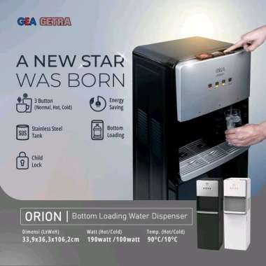 GEA Orion Dispenser Galon Bawah Kompresor Stainless Steel Low Watt hitam