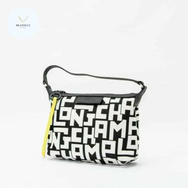 Longchamp le pliage lgp clutch white / black - 100% Authentic