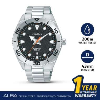 ALBA Jam Tangan Pria AS9T15 Quartz Stainless Steel Silver Watch