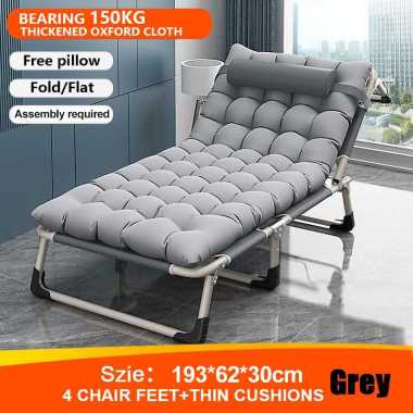 Kursi Malas Kursi lipat kursi santai Lipat Kursi Lipat Outdoor Abu+Matras+193CM