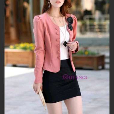 Baju Blazer Wanita Lengan Panjang Trendy Korea model jas XL hitam
