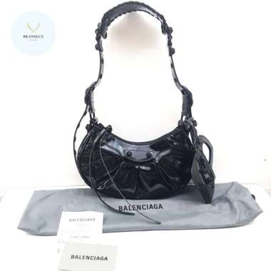 BALENCIAGA XS Neo Cagole all black leather patent - 100% Authentic